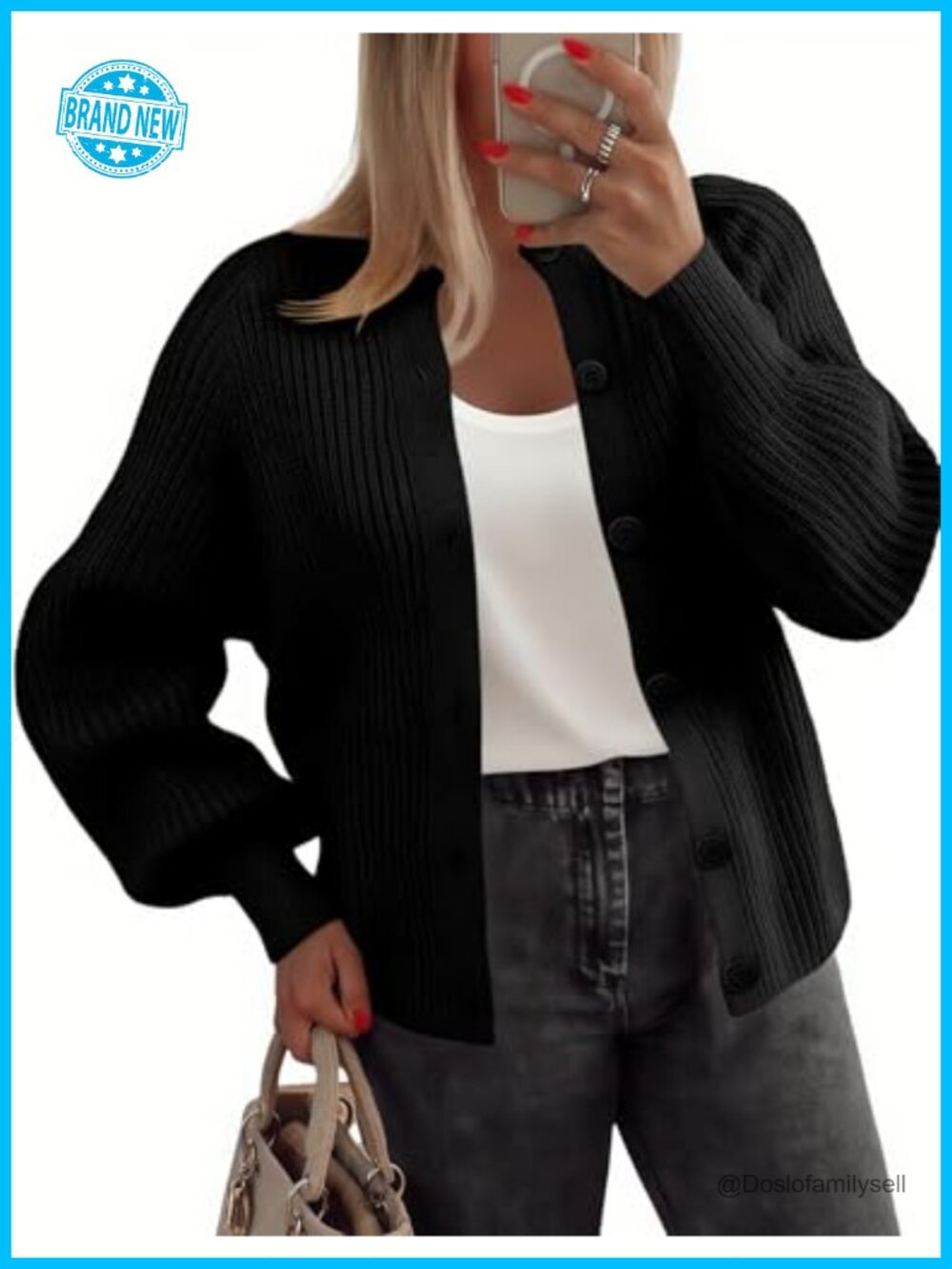 Zeagoo Women's Chunky Knit Button Down Cardigan Sweater Crew Neck Long Sleeve